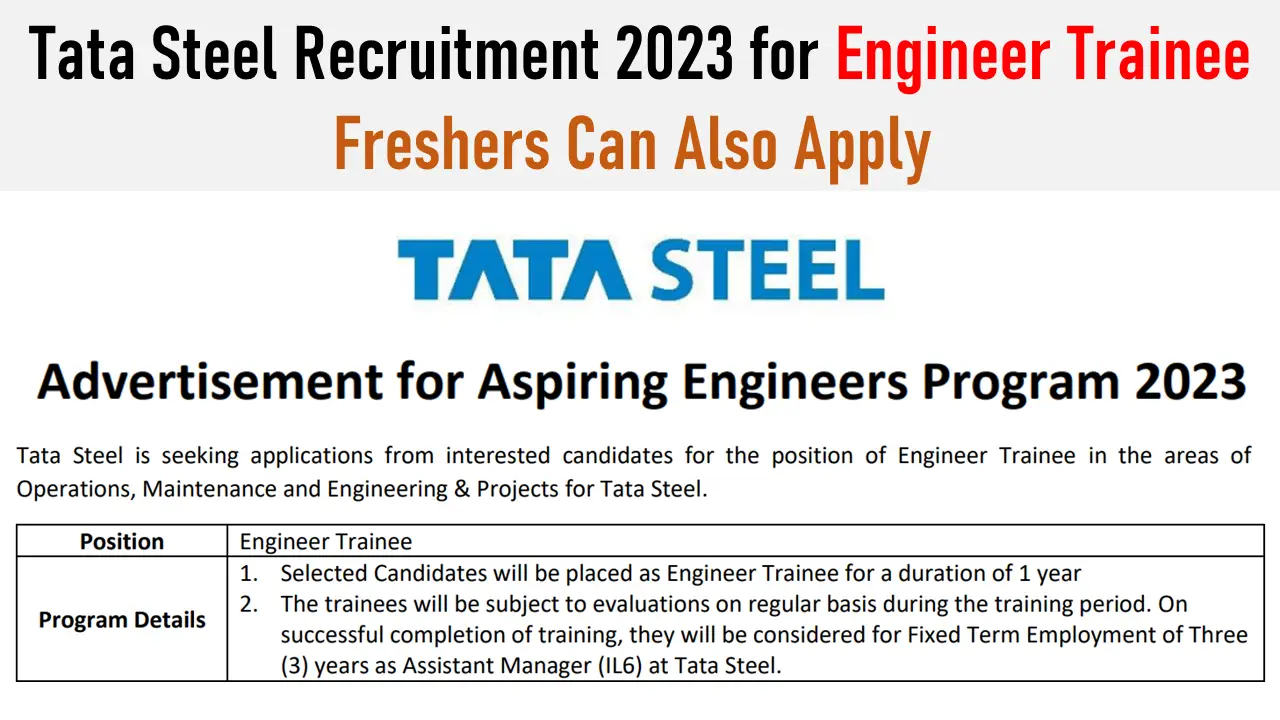 TATA Steel Engineer Trainee Recruitment 2023