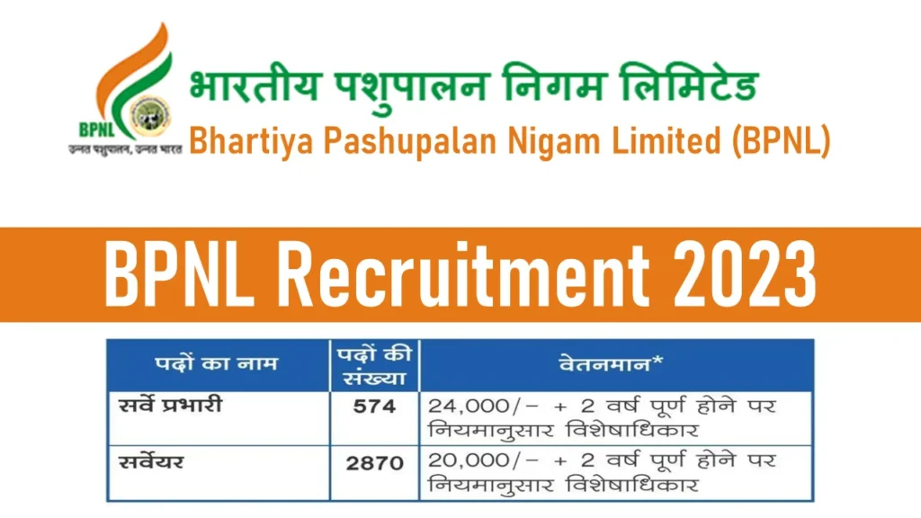 BPNL recruitment 2023 of 3444 Vacancies