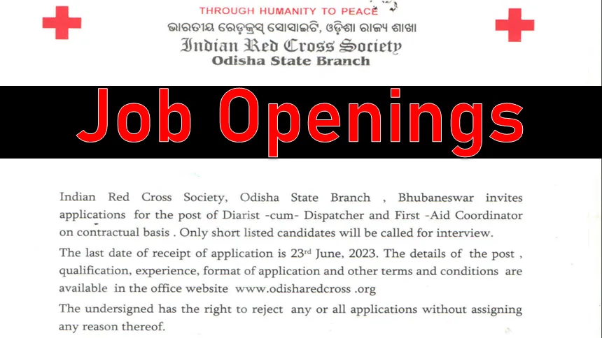 Indian Red Cross Society, Odisha State Branch Invites Applications for Contractual Posts