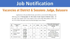 Job Vacancies at Office of the District Judge, Balasore