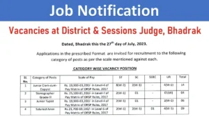 Vacancies at District and Sessions Judge, Bhadrak