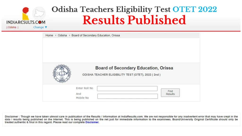 Odisha Teachers Eligibility Test OTET 2022 results published