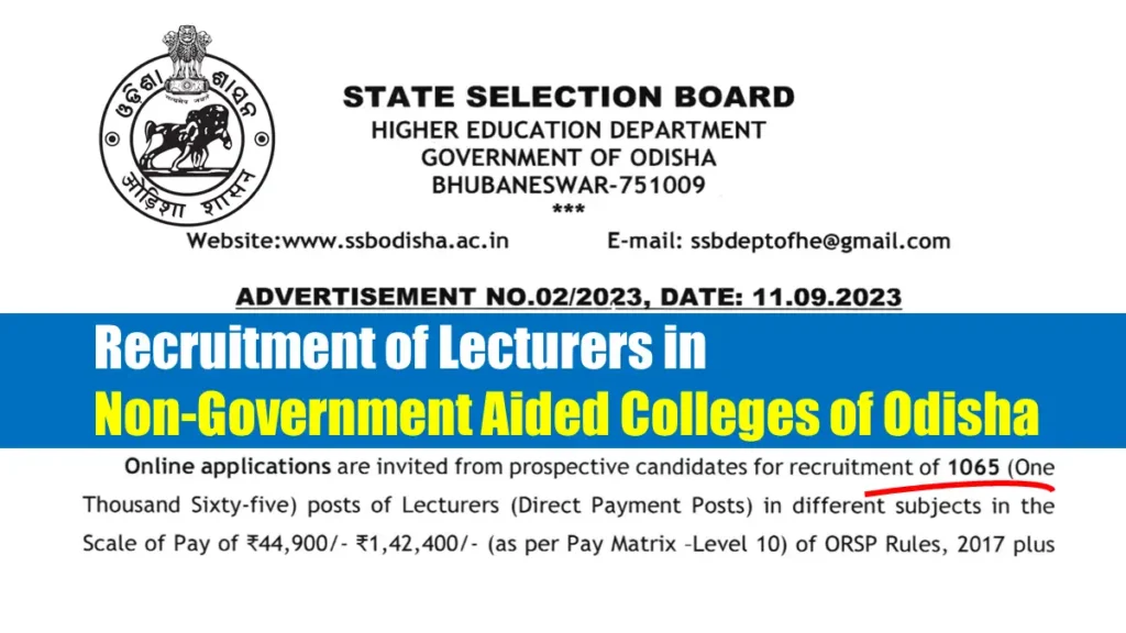 Recruitment of Lecturers in Odisha Non-Government Aided Colleges