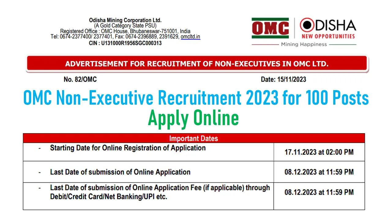 OMC Non-Executive Recruitment 2023 for 100 Posts