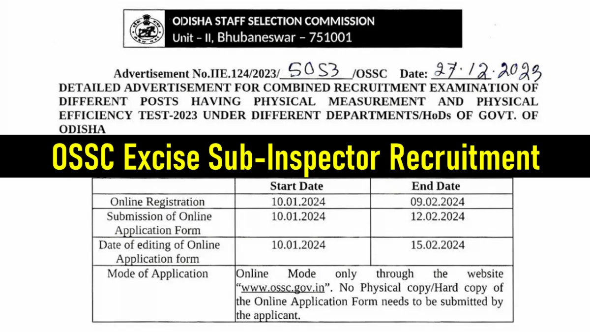 OSSC Excise Sub-Inspector Recruitment