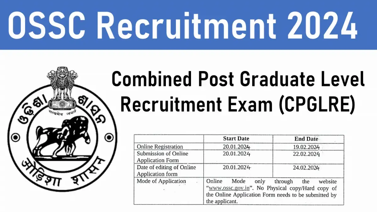 OSSC Combined Post Graduate Level Recruitment Exam (CPGLRE)