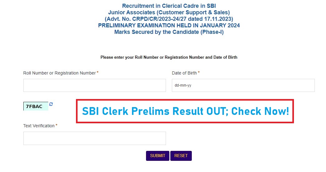 SBI Clerk Prelims Result 2024: Check Junior Associate Prelims Result