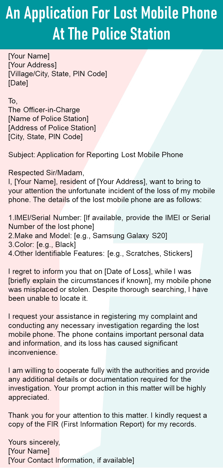 How to Write an Application for Lost Mobile Phone at the Police Station