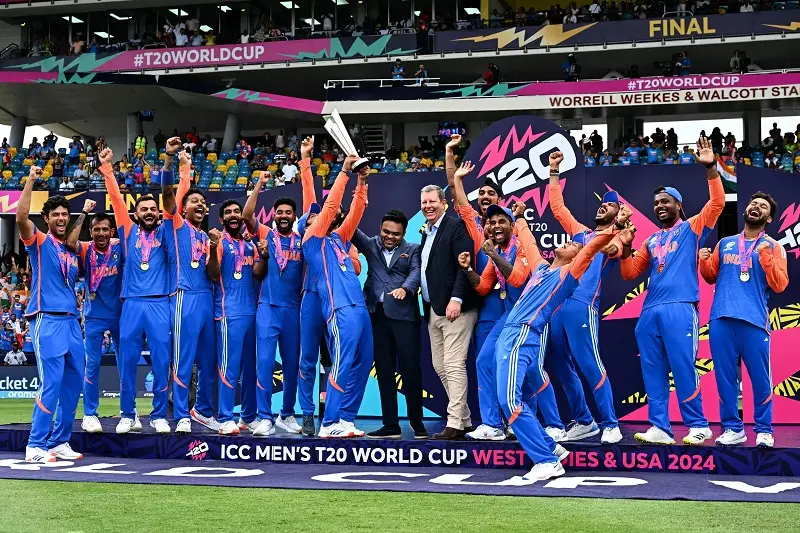 ICC Men's T20 World Cup 2024 Winner India Lifts the Trophy