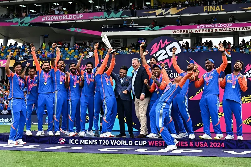 ICC Men's T20 World Cup 2024 Winner India Lifts the Trophy Current