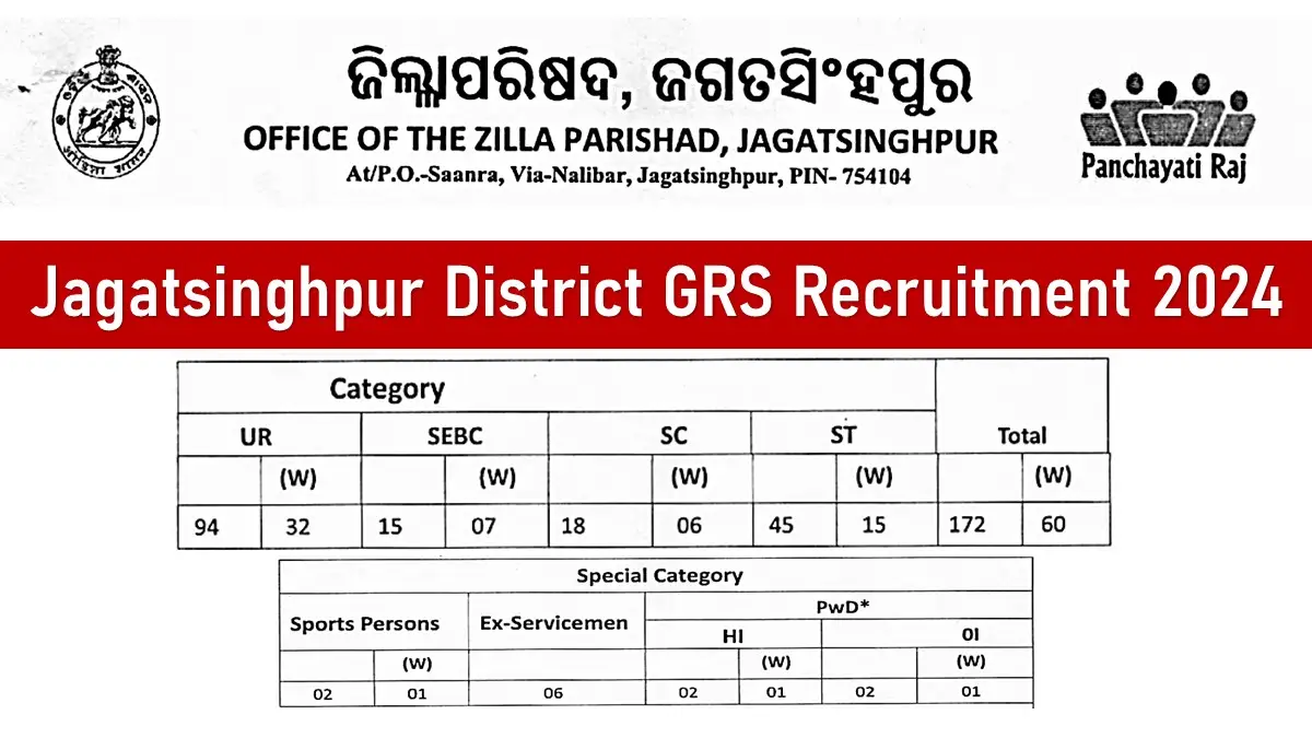 Jagatsinghpur District GRS Recruitment 2024