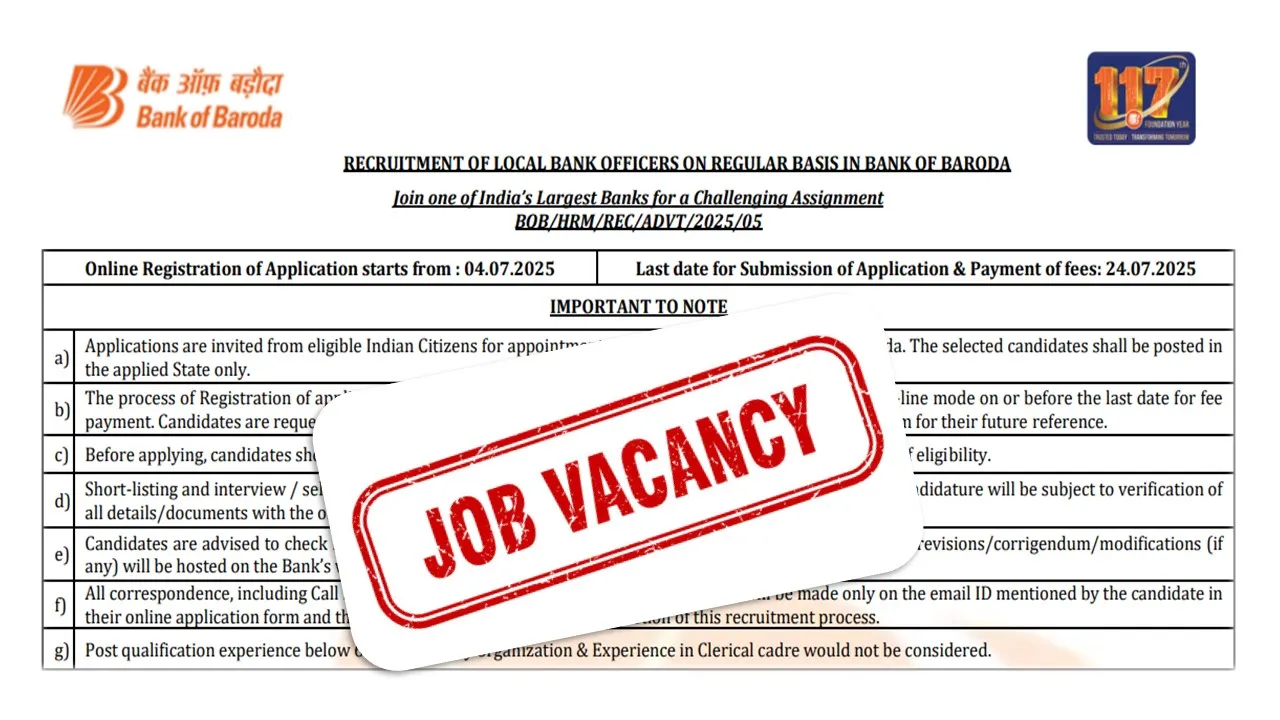 BOB Local Bank Officer LBO Recruitment 2025