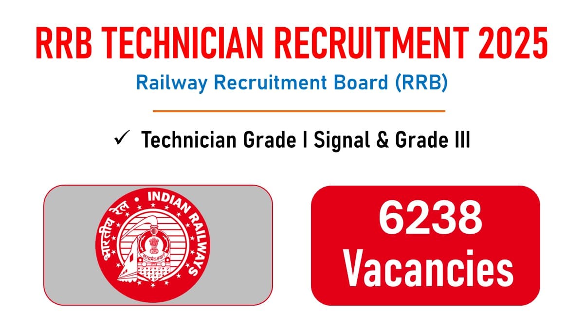 RRB Technician Recruitment 2025 – Apply for 6238 Posts 1 RRB Technician Recruitment 2025