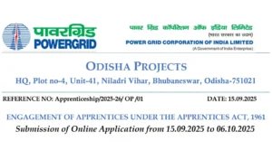 POWERGRID Odisha Apprentice Recruitment 2025