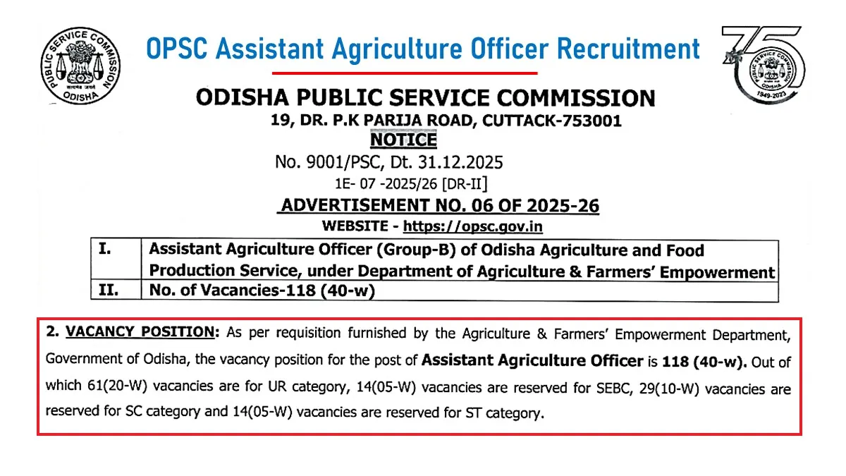 OPSC Assistant Agriculture Officer Recruitment
